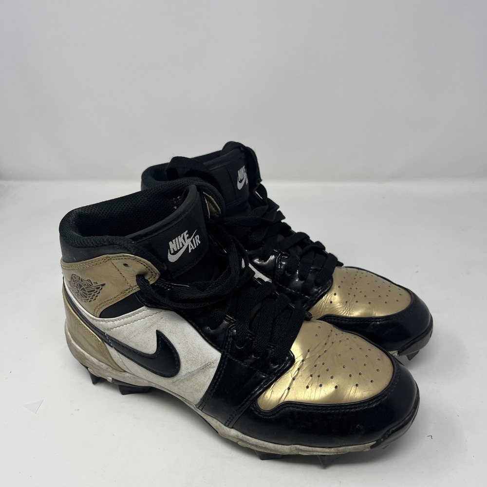 Nike Jordan Kids 5Y Jordan 1 Mid MCS Cleats Gold Black White HF6883-701 Athletic